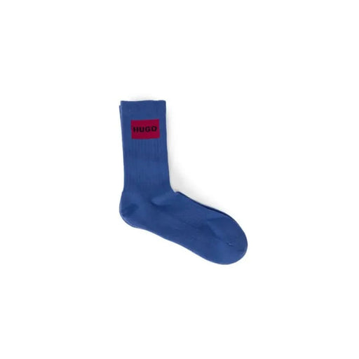 Blue sock with red ’HUGO’ logo patch from Hugo - Hugo Men Underwear