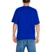 Bright blue short-sleeved Replay Men T-Shirt modeled by person facing backward