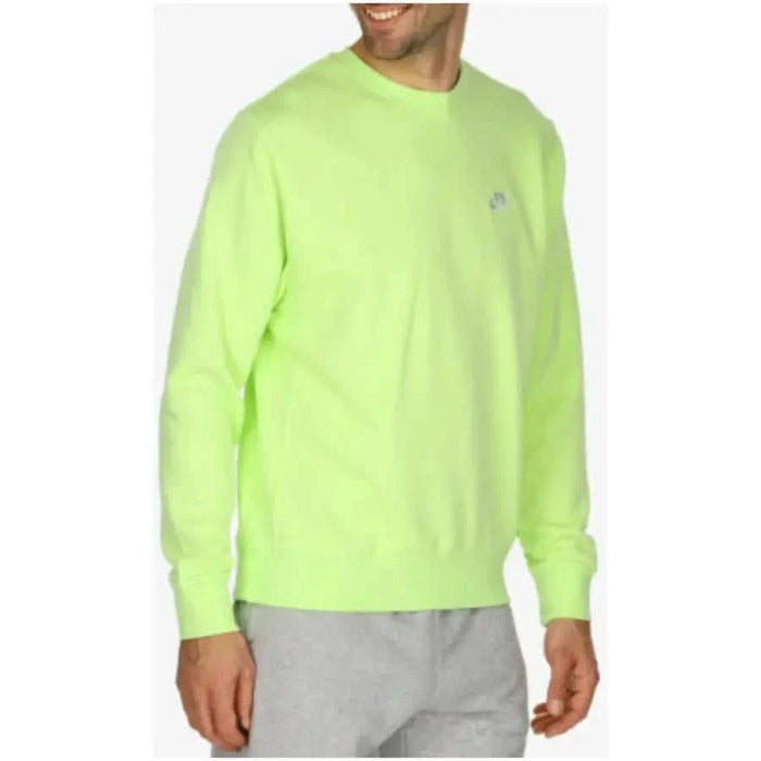 Bright neon green Nike crewneck sweatshirt with small logo on chest for men