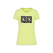 Bright neon yellow Armani Exchange women’s t-shirt with ’A|X’ logo on the front