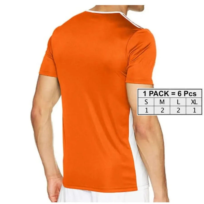 Adidas Men T-Shirt Bright Orange with White Trim Around the Neckline Short-Sleeved