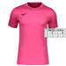 Bright pink Nike Men T-Shirt featuring short sleeves and a crew neck design