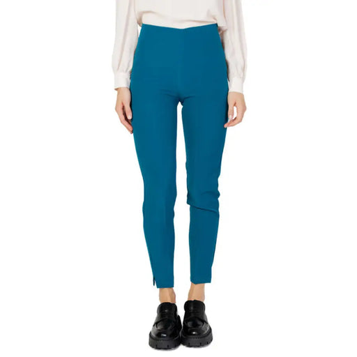 Bright teal high-waisted skinny pants from Hanny Deep Women Trousers collection