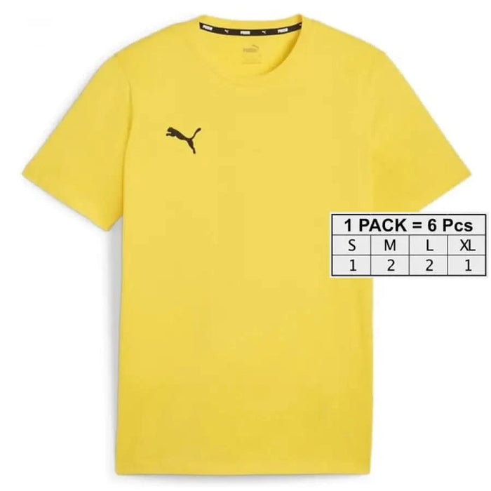 Bright Yellow Puma T-Shirt for Men featuring a Small Black Logo on the Chest