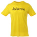 Bright yellow Jeckerson Men T-Shirt with black Jeckerson text across the chest