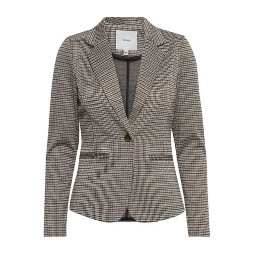 Ichi Ichi women blazer in brown and black checked pattern