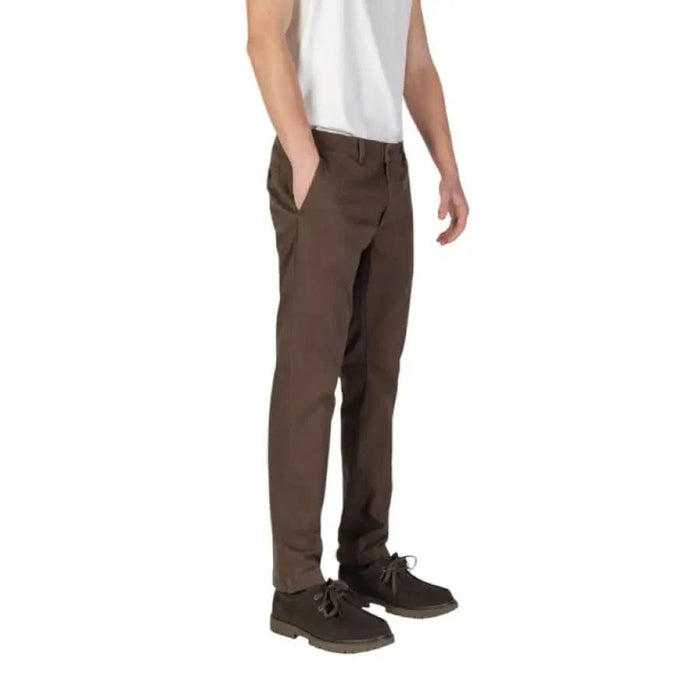 Brown straight-leg Chino pants from Borghese Men Trousers collection