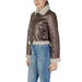 Brown faux leather bomber jacket with sherpa collar and cuffs by Only Women Jacket