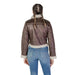 Brown faux leather cropped jacket with sherpa lining from Only Women Jacket collection