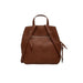 Brown leather backpack with front zipper pocket and adjustable straps by Desigual