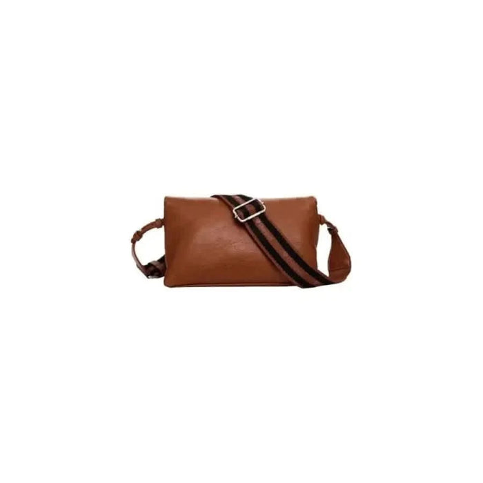 Brown leather crossbody bag with striped strap from Desigual Women Bag collection