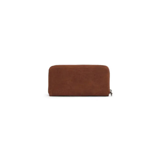 Brown leather zip-around wallet from Desigual for women, ideal for stylish organization