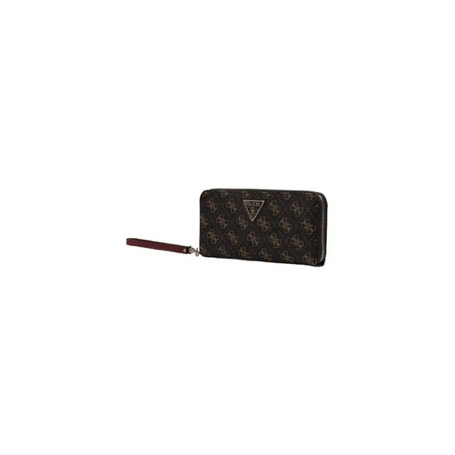 Brown patterned leather wallet with wrist strap from Guess Women Wallet collection