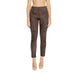 Brown suede-like high-waisted leggings worn by a model featuring Street One Women Trousers