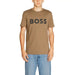 Brown t-shirt with BOSS printed in large black letters on the front - Boss Men T-Shirt