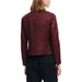 Desigual Women’s Burgundy Leather Jacket displayed from the back on a person