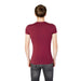 Burgundy Emporio Armani Men T-Shirt paired with gray jeans, viewed from behind