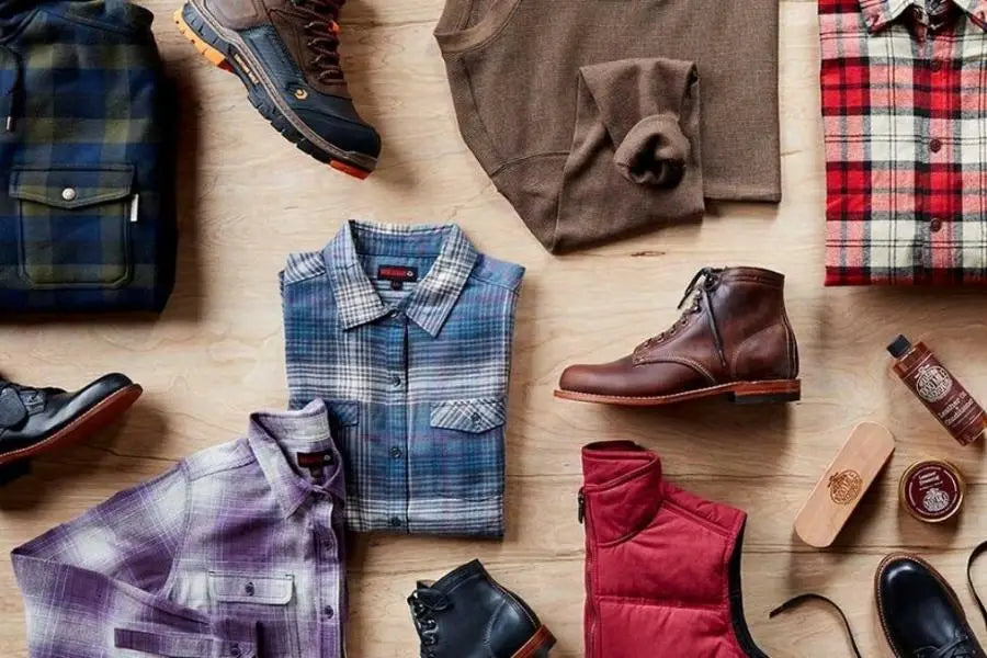 Men’s casual clothing and accessories layout for a beginner’s capsule wardrobe guide.