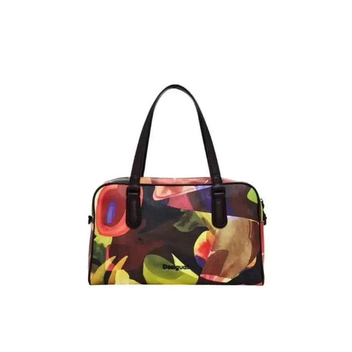 Colorful floral print handbag with black handles from Desigual Women Bag collection