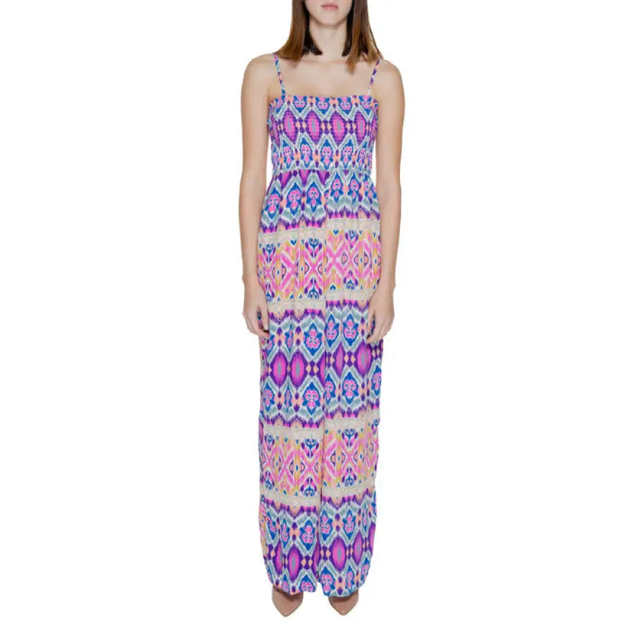 Colorful patterned maxi dress with spaghetti straps and geometric print - Only Women Jumpsuit