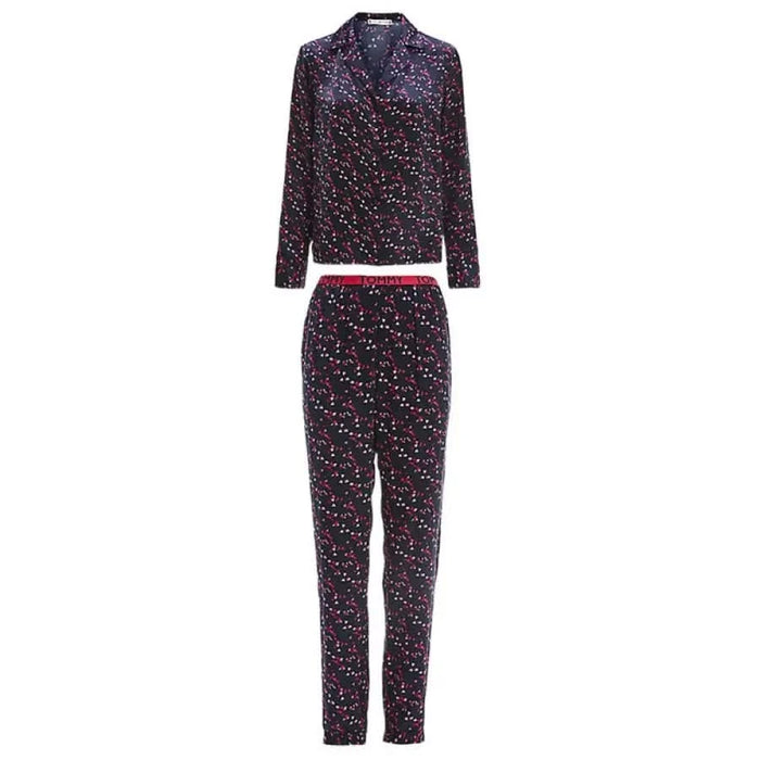 Colorful patterned pajama set with long-sleeved top and matching pants by Tommy Hilfiger