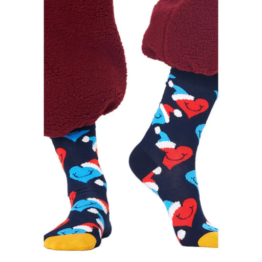 Colorful patterned socks featuring heart and smiley face designs from Happy Socks