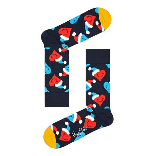 Colorful Santa hat patterned sock on navy background from Happy Socks Women Underwear