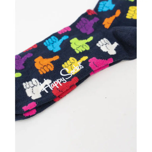 Colorful sock with cartoon thumbs-up pattern on dark background for Happy Socks Women Underwear