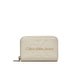 Cream-colored Calvin Klein Jeans wallet with embossed logo and zipper closure for women