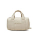 Cream-colored Calvin Klein handbag with short handles and cylindrical shape