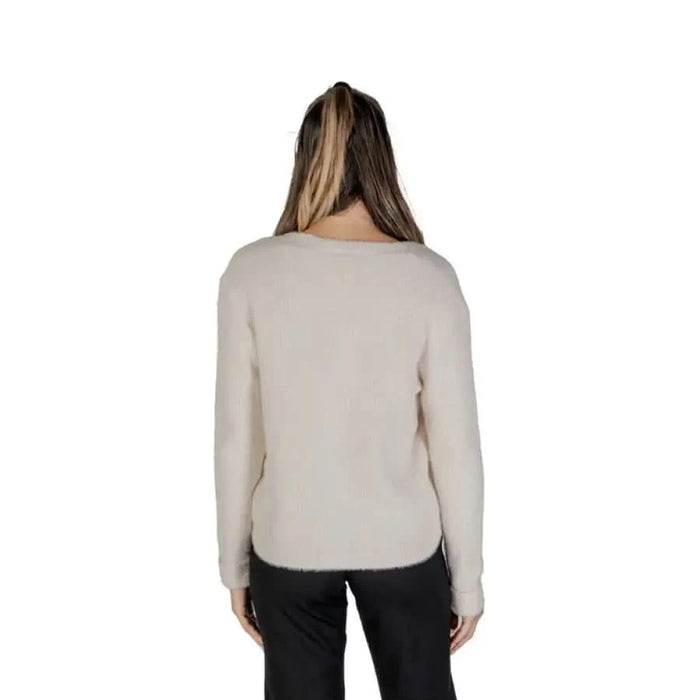 Cream-colored long-sleeve sweater back view from Street One Women Cardigan collection