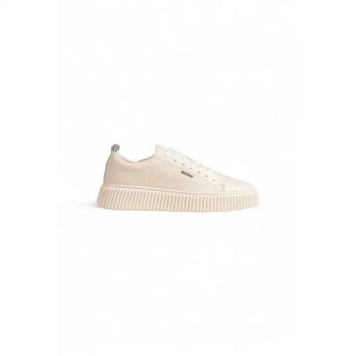 Cream-colored low-top sneaker with textured platform sole by Antony Morato for men