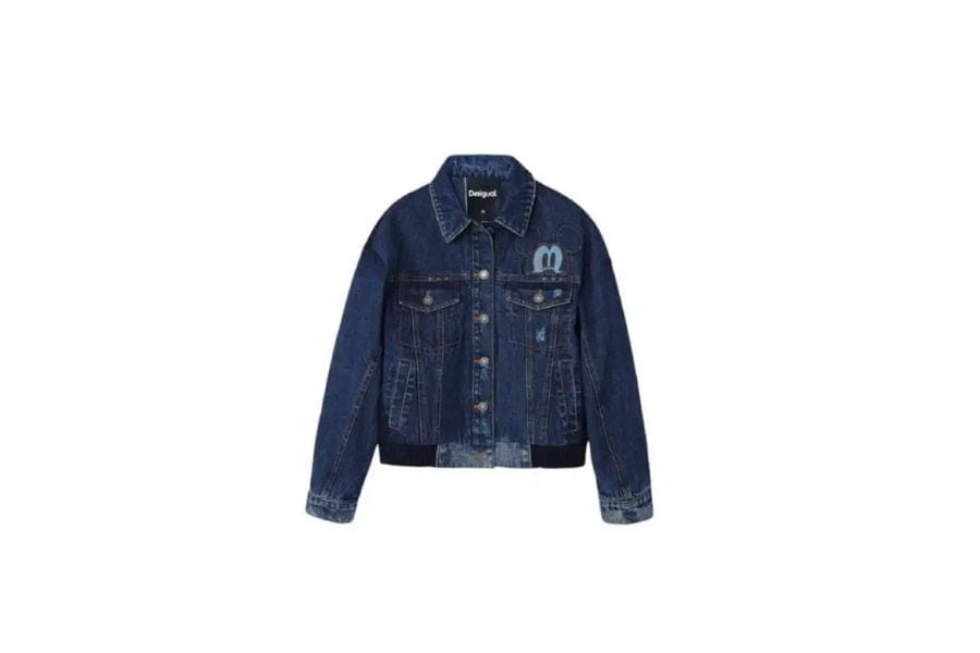 Dark blue denim jacket featuring buttons and pockets, ideal for a first date outfit.