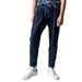 Dark blue relaxed fit pleated jeans with cuffed ankles from Displaj Men Jeans