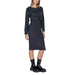 Dark gray knit dress with cropped sweater overlay by Morgan De Toi for women