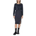 Dark gray knit sweater dress with side slit and long sleeves by Morgan De Toi