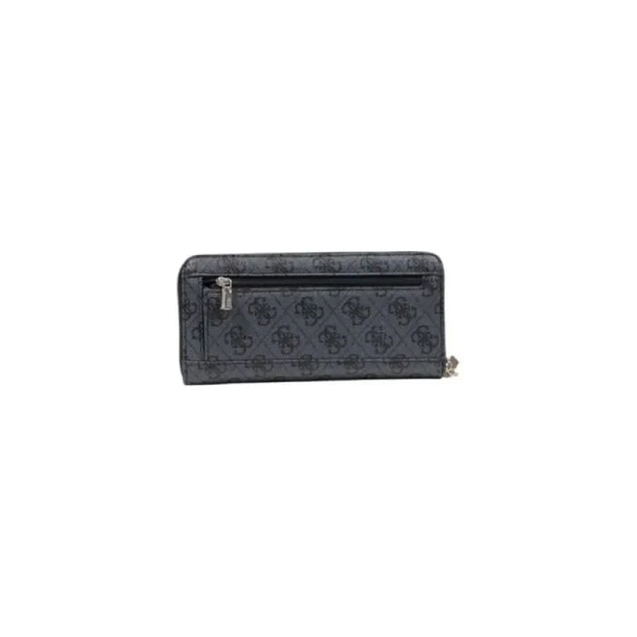 Dark gray patterned zip-around wallet with monogram print by Guess for women