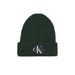 Dark green knit beanie with Calvin Klein Jeans logo patch for women by Calvin Klein Jeans