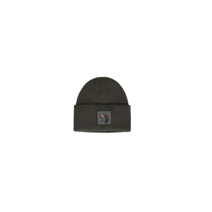 Dark olive green knit beanie with square patch logo from Antony Morato Men Cap