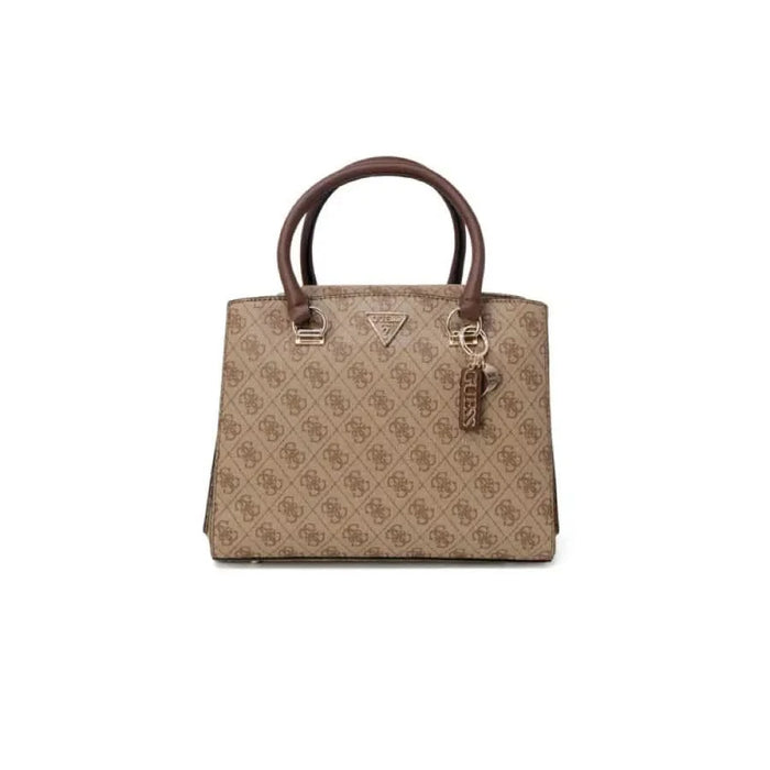 Designer handbag with monogram pattern and leather handles from Guess Women Bag