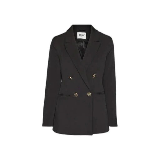 Double-breasted black blazer with brass-colored buttons from Only Women Blazer