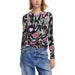 Floral print long-sleeved top with black background from Desigual Women Knitwear