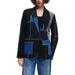 Geometric patterned navy, blue, and gray blazer for women by Desigual