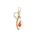 Gold-toned keychain with white crescent and red flower, enhancing Alviero Martini wallet