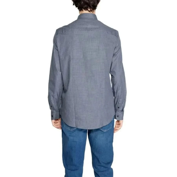 Gray button-up dress shirt from the back view for Armani Exchange Men Shirt