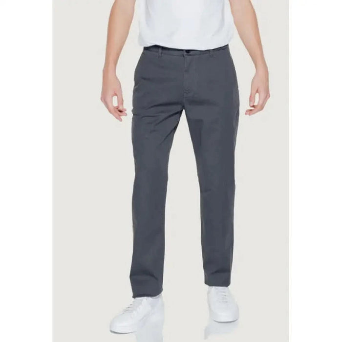 Gray Chino-Style Pants With White Sneakers and a White Shirt Armani Exchange Men Trousers