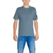 Gray crew neck t-shirt with blue jeans from Calvin Klein Jeans Men collection