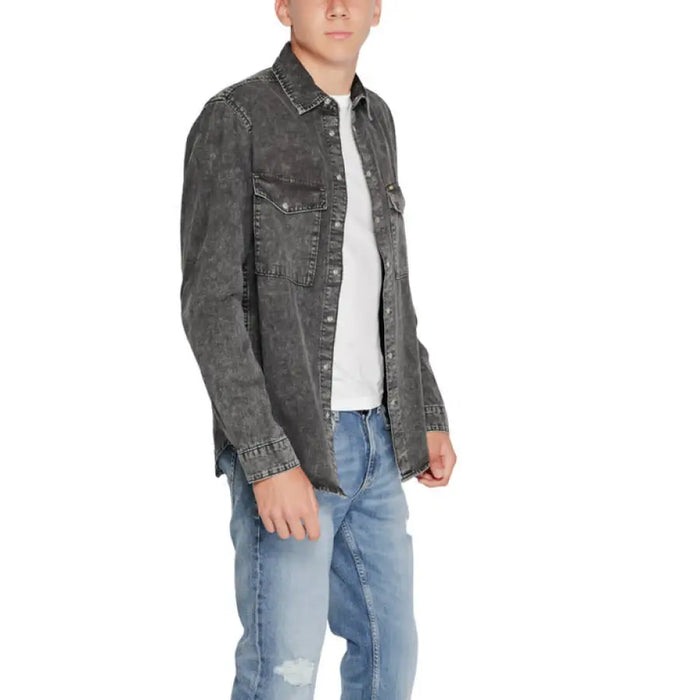 Gray denim jacket with collar and chest pocket from Gas - Gas Men Shirt collection