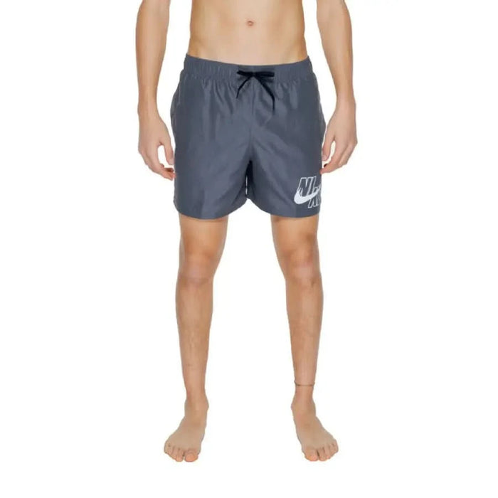 Nike Swim Men Swimwear - Gray Nike swim shorts with drawstring waist and leg logo