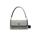 Gray patterned Tommy Hilfiger women’s shoulder bag with black trim and gold clasp